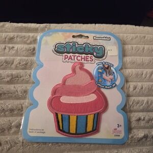 NWT Sticky Patch REUSABLE Peel & Stick Cupcake Pink Icing